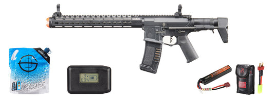Ares Amoeba Gen5 Am-016 M4 Airsoft Aeg With Octarms 13.5" Keymod Handguard - Battery/Adapter/Charger Combo - (Black)