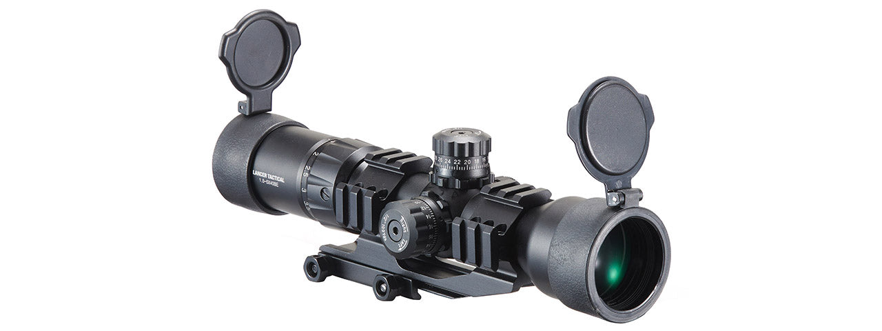 Lancer Tactical Airsoft 1.5-5x40 Tri-Illuminated Mil-Dot Rifle Scope LPVO