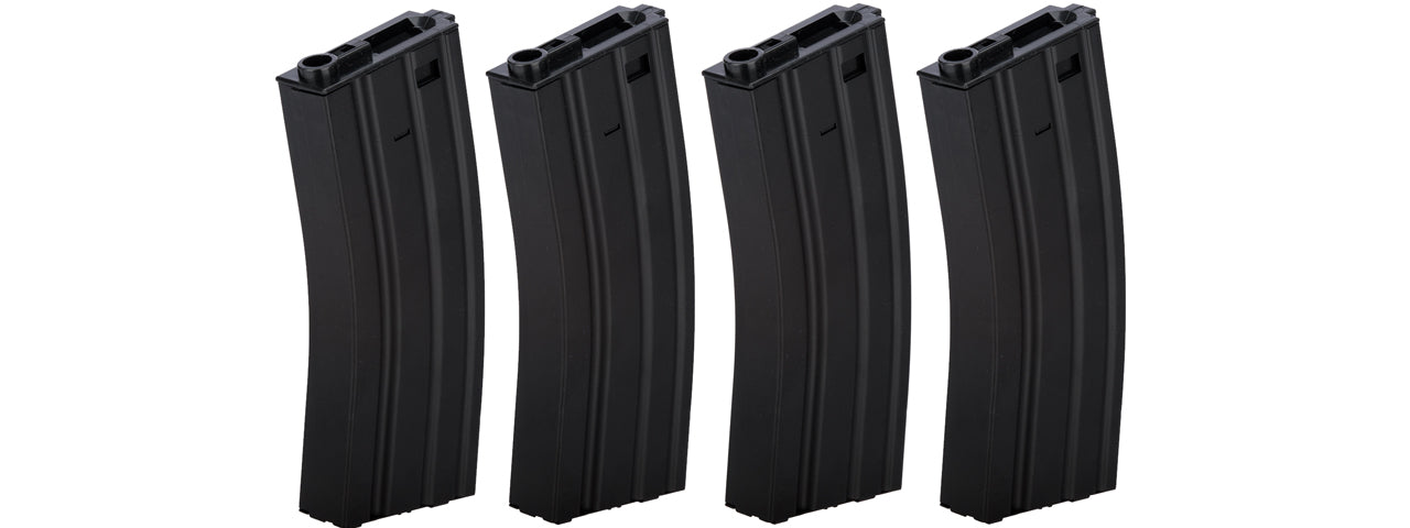 Lancer Tactical Metal Mid-Capacity AEG Magazine for M4/M16 Pack of 4 (Color: Black)