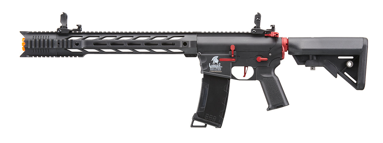 Lancer Tactical Gen 3 M4 SPR Interceptor Airsoft AEG Rifle with Red Accents (Color: Black)