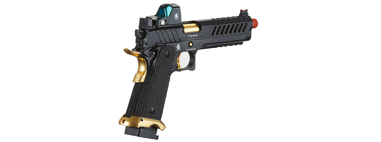 Lancer Tactical Knightshade Hi-Capa Gas Blowback Airsoft Pistol w/ Reflex Red Dot Sight