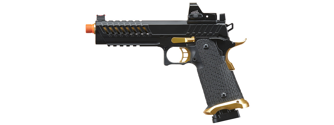 Lancer Tactical Knightshade Hi-Capa Gas Blowback Airsoft Pistol w/ Reflex Red Dot Sight
