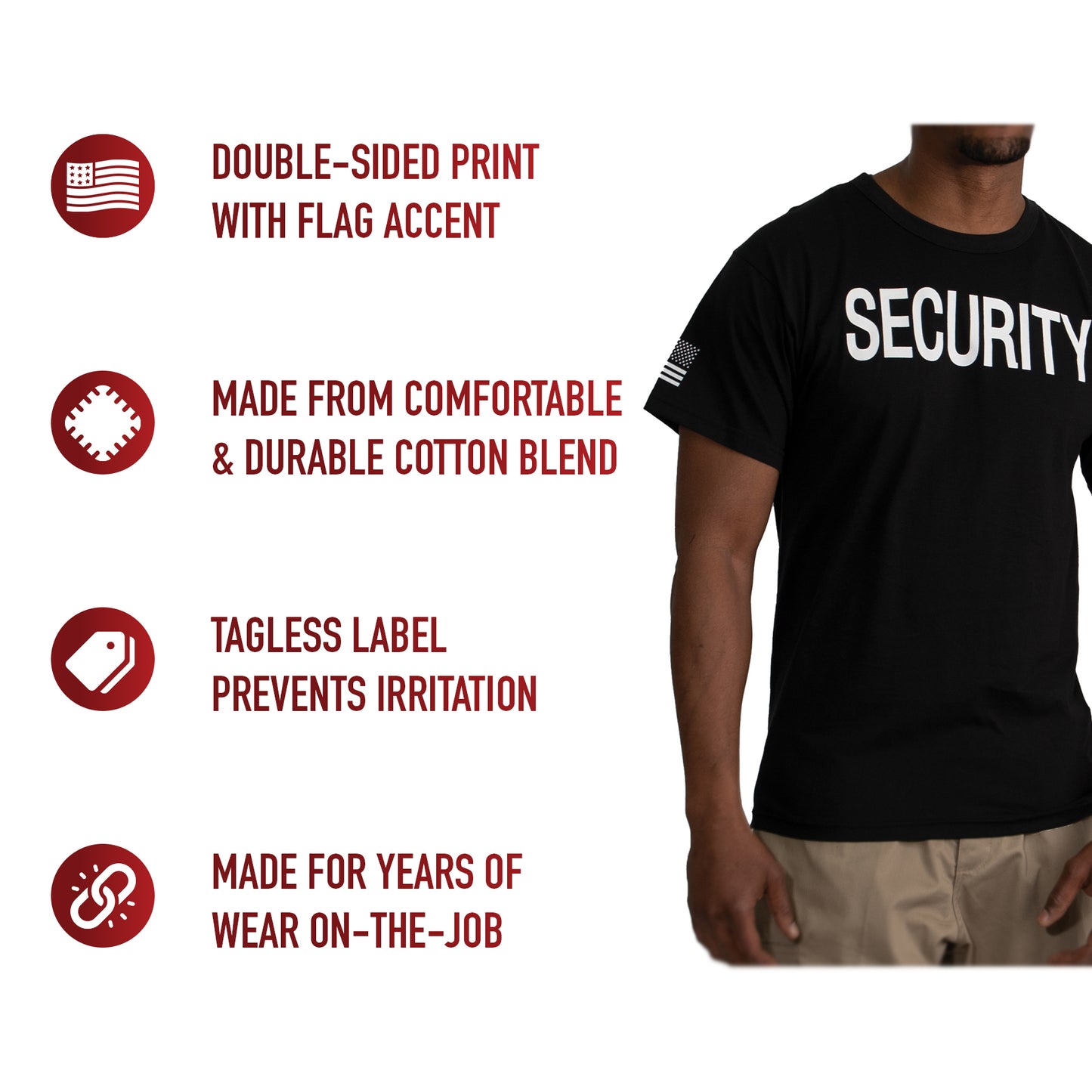 Rothco 2-Sided Security T-Shirt with US Flag On Sleeve - Black