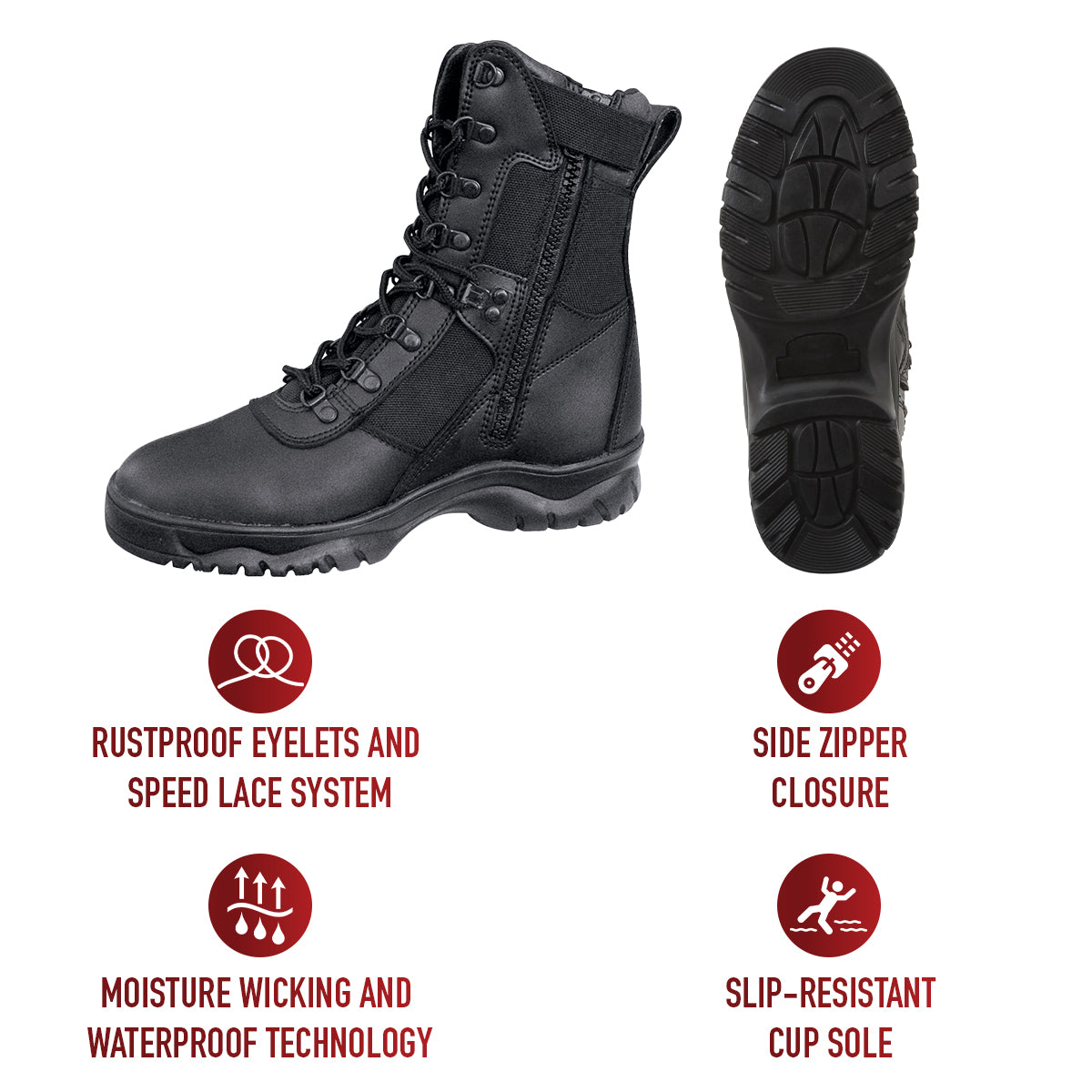 Rothco Forced Entry Tactical Boot With Side Zipper - 8 Inch