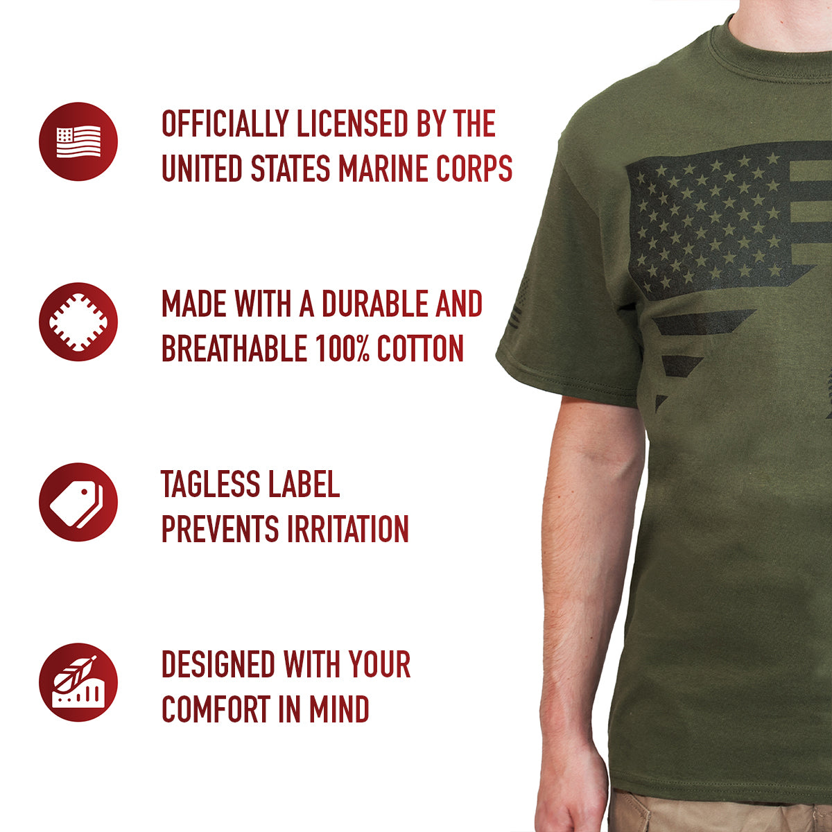 Rothco US Flag / USMC Eagle, Globe, & Anchor T Shirt