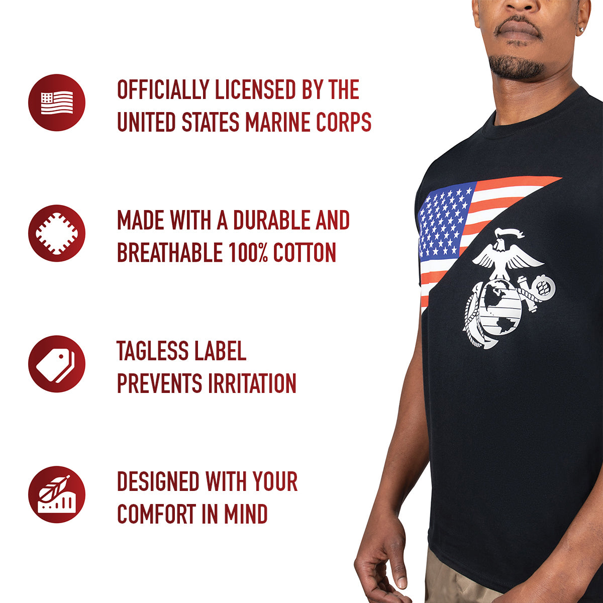 Rothco US Flag / USMC Eagle, Globe, & Anchor T Shirt