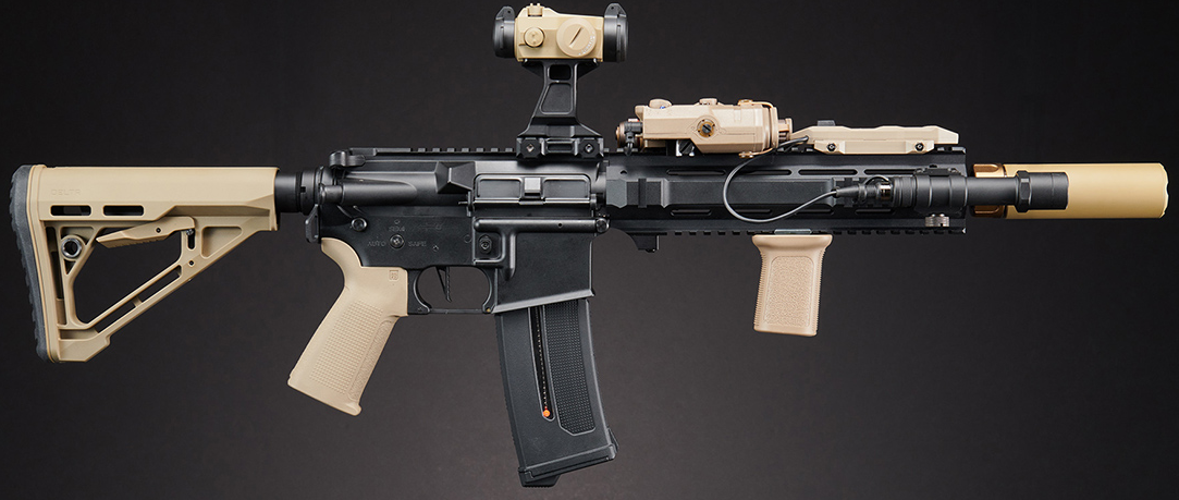 Custom Black Knight - Lancer Tactical Gen 4 L119A2 M4 Full Metal Airsoft Rifle - (Black/Tan)