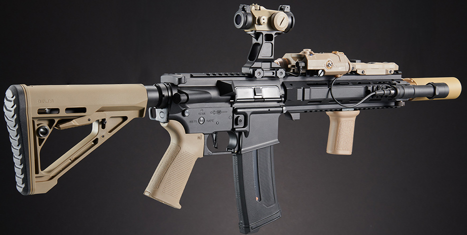 Custom Black Knight - Lancer Tactical Gen 4 L119A2 M4 Full Metal Airsoft Rifle - (Black/Tan)