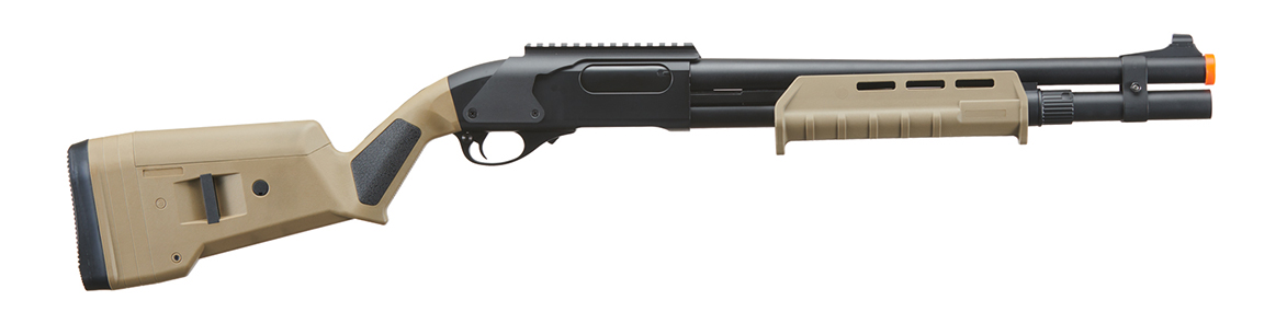 Golden Eagle Airsoft M870 MP M-LOK Style 3/6-Shot Pump Action Gas Shotgun - Tan with Shell Holder