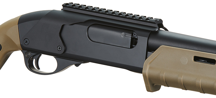 Golden Eagle Airsoft M870 MP M-LOK Style 3/6-Shot Pump Action Gas Shotgun - Tan with Shell Holder