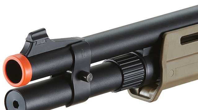Golden Eagle Airsoft M870 MP M-LOK Style 3/6-Shot Pump Action Gas Shotgun - Tan with Shell Holder
