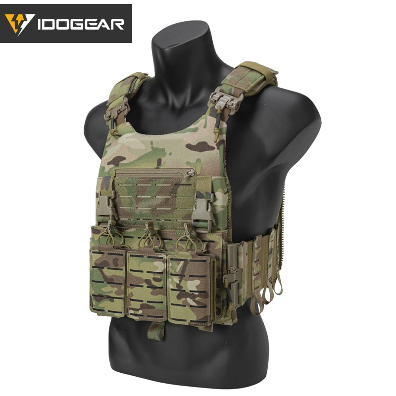 IDOGEAR LSR Tactical Vest With Quick Release Tube System Laser Cut Plate Carrier with 556 Magazine Pouch