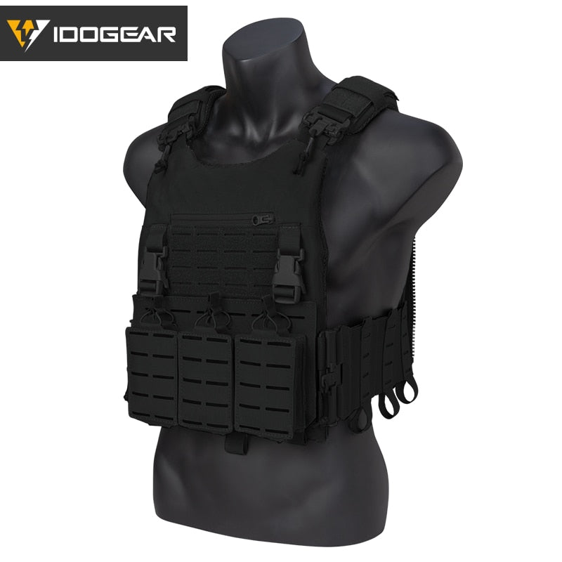 IDOGEAR LSR Tactical Vest With Quick Release Tube System Laser Cut Plate Carrier with 556 Magazine Pouch
