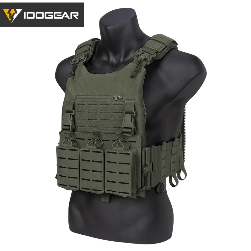 IDOGEAR LSR Tactical Vest With Quick Release Tube System Laser Cut Plate Carrier with 556 Magazine Pouch