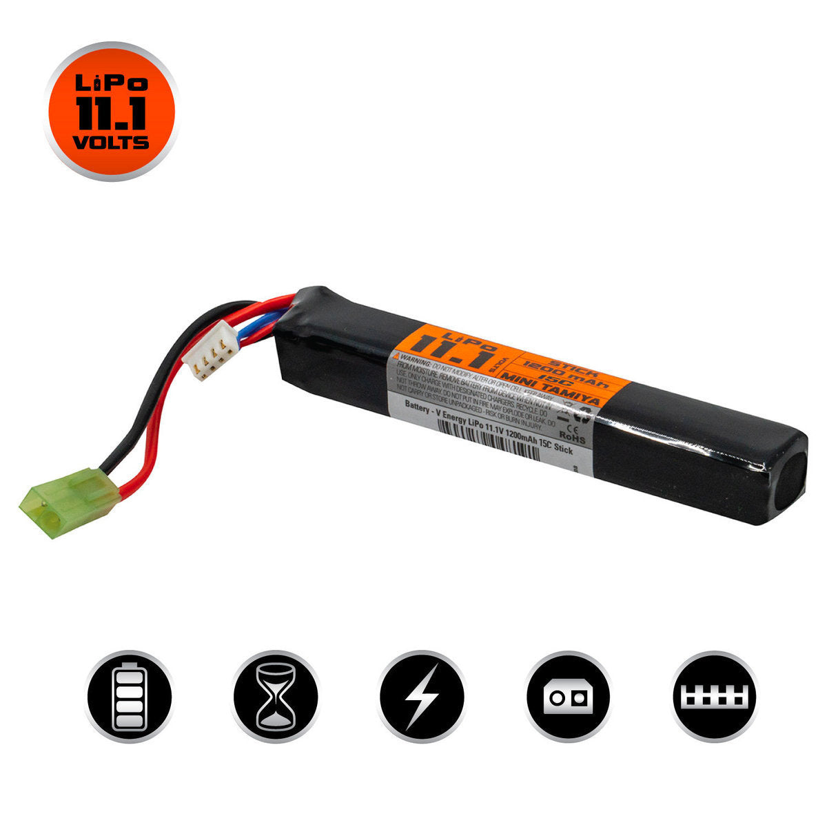 Valken LiPo 11.1v 1200mAh 15C Stick Airsoft Battery