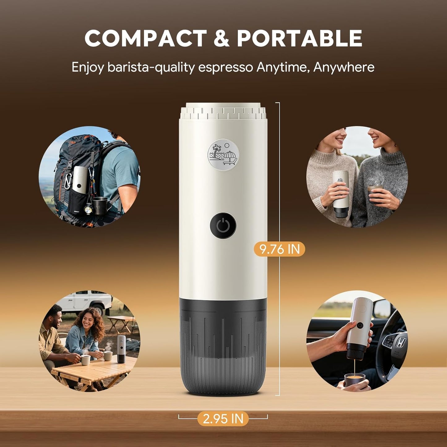 Portable Espresso Machine, Travel Coffee Maker for Camping, Car Coffee Maker Self-Heating with USB-C, 2 in 1 With Ground Coffee & NS Capsule