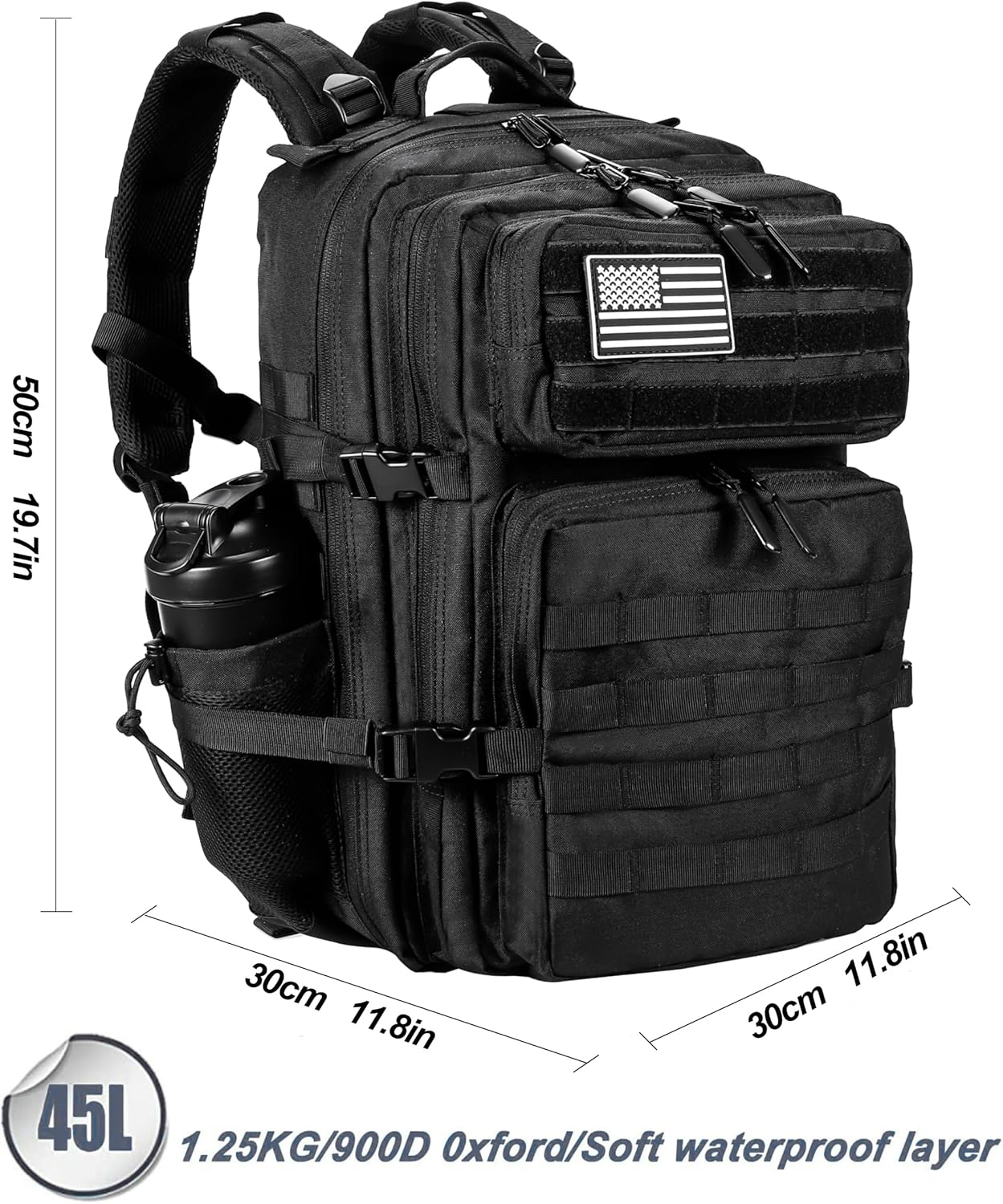 Military Tactical Backpack for Men and Women 45L Army 3 Days Assault Pack Bag Large Rucksack with Molle System