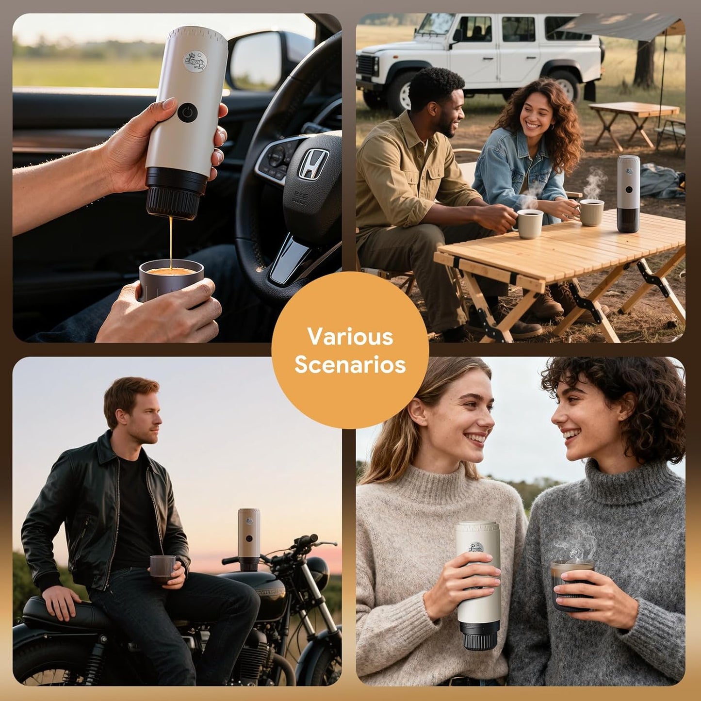 Portable Espresso Machine, Travel Coffee Maker for Camping, Car Coffee Maker Self-Heating with USB-C, 2 in 1 With Ground Coffee & NS Capsule