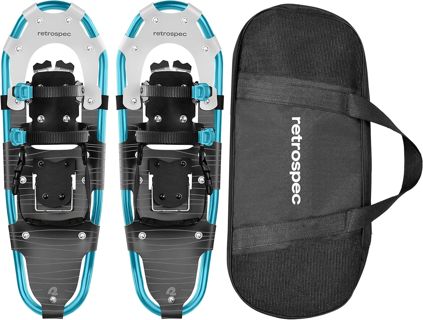 Lightweight Aluminum Frame Snow Shoes with Double Ratchet Binding System, Heel Lifts & Carry Bag for All Terrain Hiking & Winter Sports