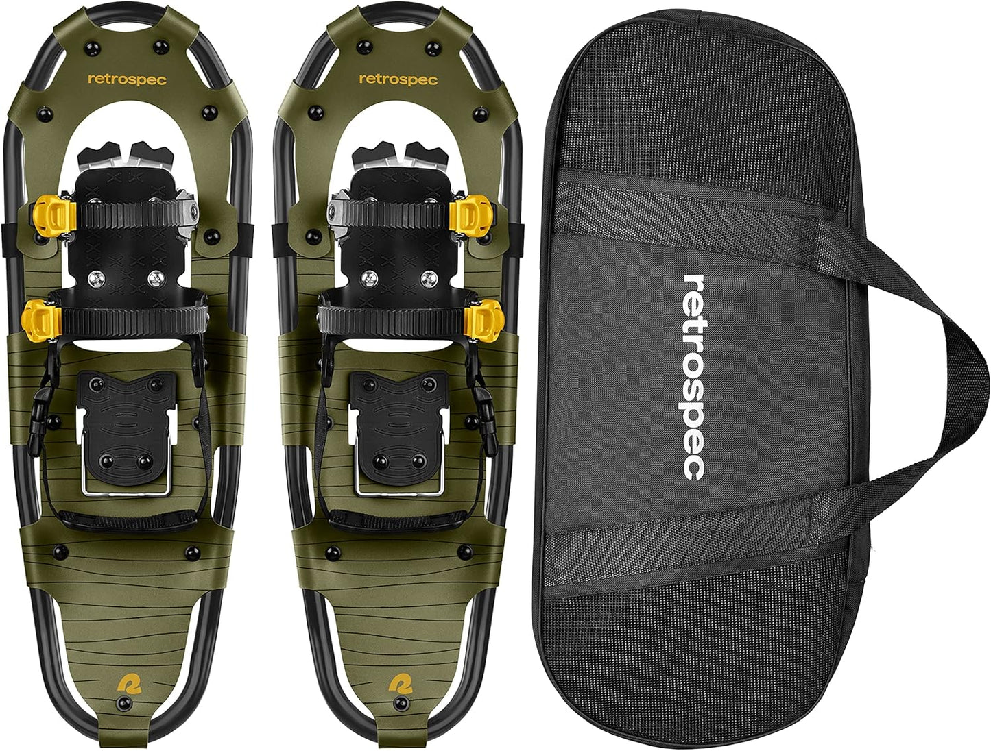 Lightweight Aluminum Frame Snow Shoes with Double Ratchet Binding System, Heel Lifts & Carry Bag for All Terrain Hiking & Winter Sports