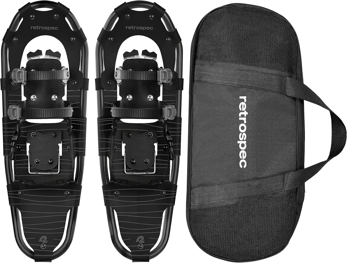 Lightweight Aluminum Frame Snow Shoes with Double Ratchet Binding System, Heel Lifts & Carry Bag for All Terrain Hiking & Winter Sports
