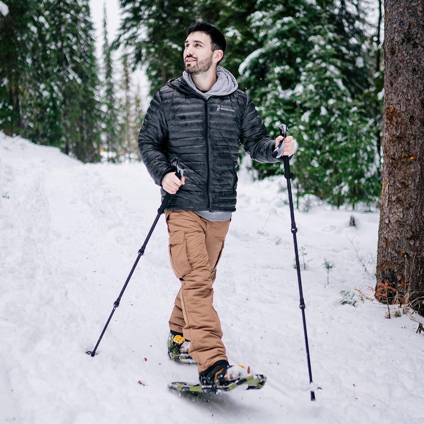 Lightweight Aluminum Frame Snow Shoes with Double Ratchet Binding System, Heel Lifts & Carry Bag for All Terrain Hiking & Winter Sports