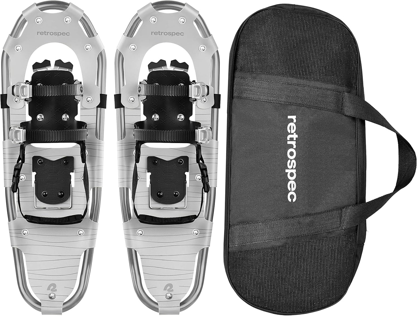 Lightweight Aluminum Frame Snow Shoes with Double Ratchet Binding System, Heel Lifts & Carry Bag for All Terrain Hiking & Winter Sports