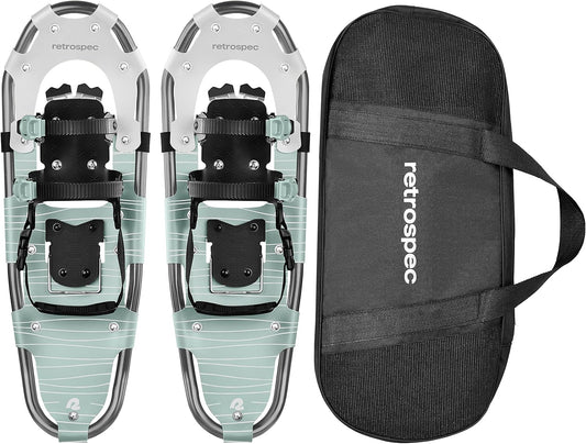 Lightweight Aluminum Frame Snow Shoes with Double Ratchet Binding System, Heel Lifts & Carry Bag for All Terrain Hiking & Winter Sports