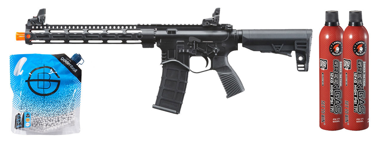 Golden Eagle BD Style 12.5" inch M-LOK M4 GBB Airsoft Rifle - Green Gas Combo - (Black)