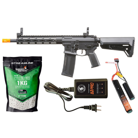 Lancer Tactical Gen 3 Hellion M-LOK 10" M4 AEG w/ Ambidextrous NSR Receiver & NSR Stock Starter Bundle