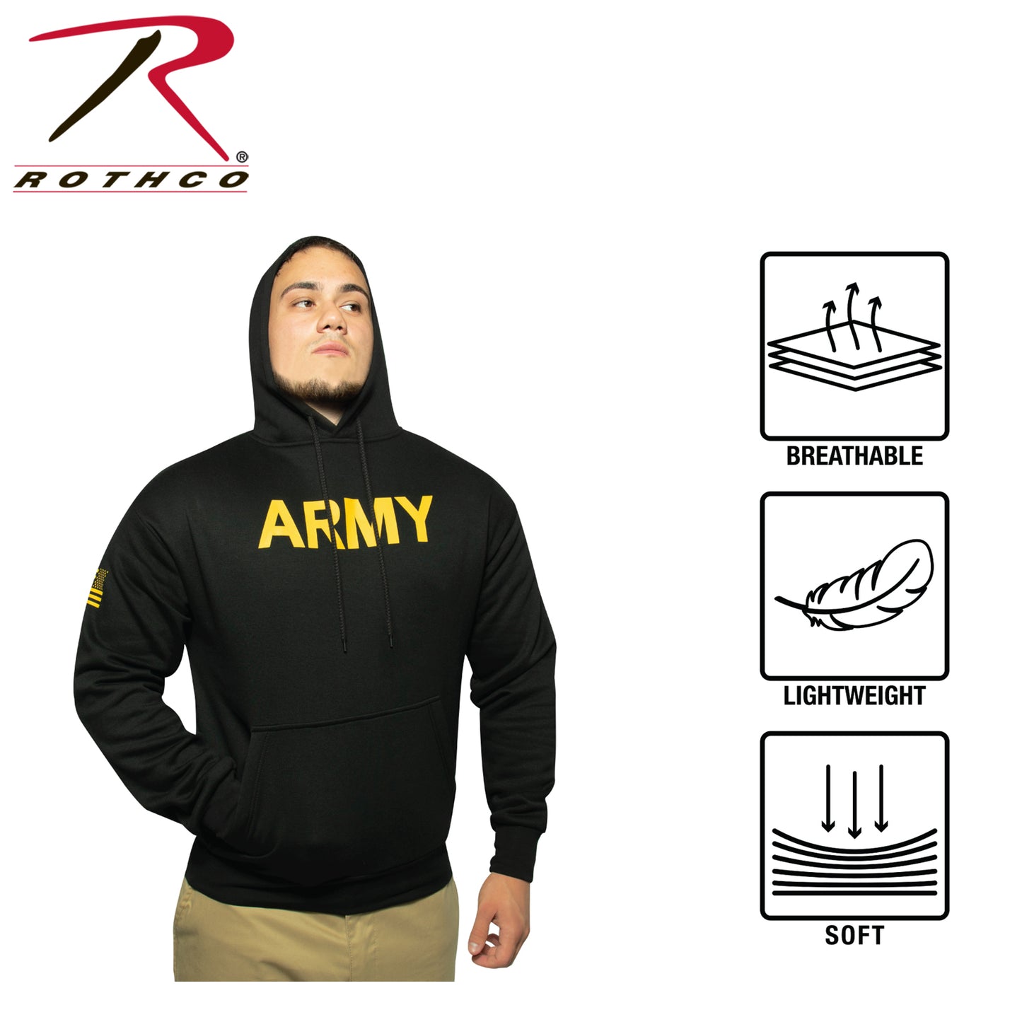 Rothco Army Printed Pullover Hoodie - Black