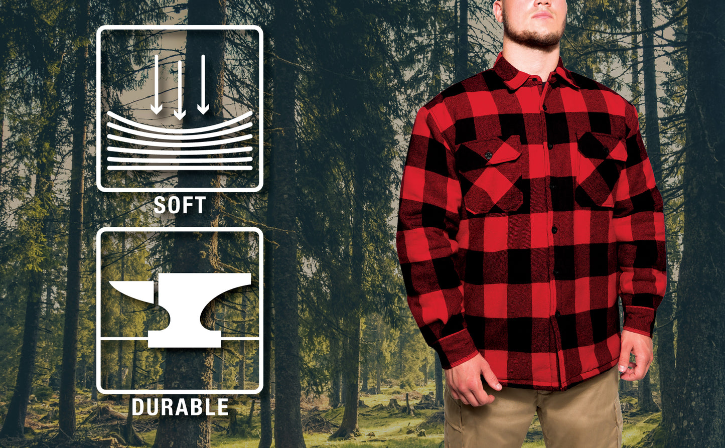 Rothco Buffalo Plaid Quilted Lined Jacket - Red