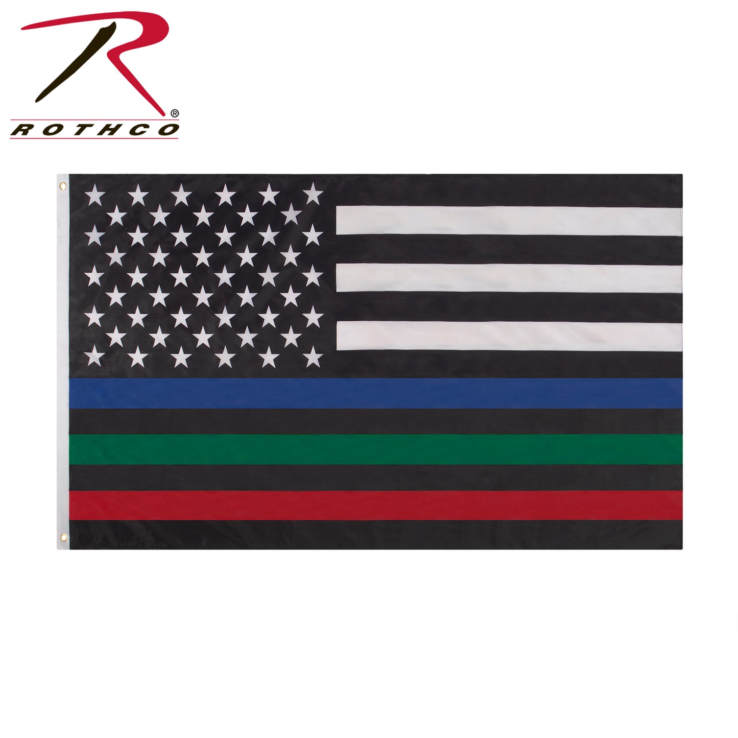 Rothco Thin Red, Blue, and Green Line US Flag - 3' x 5'