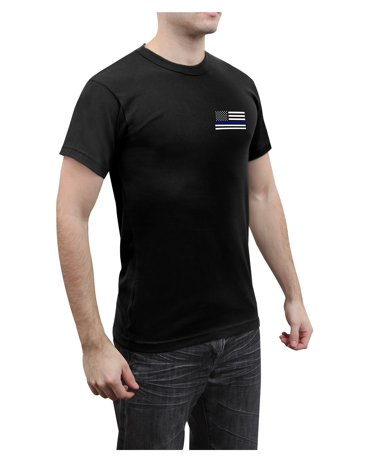 Rothco Honor and Respect 2-Sided Thin Blue Line Flag T-Shirt - Black