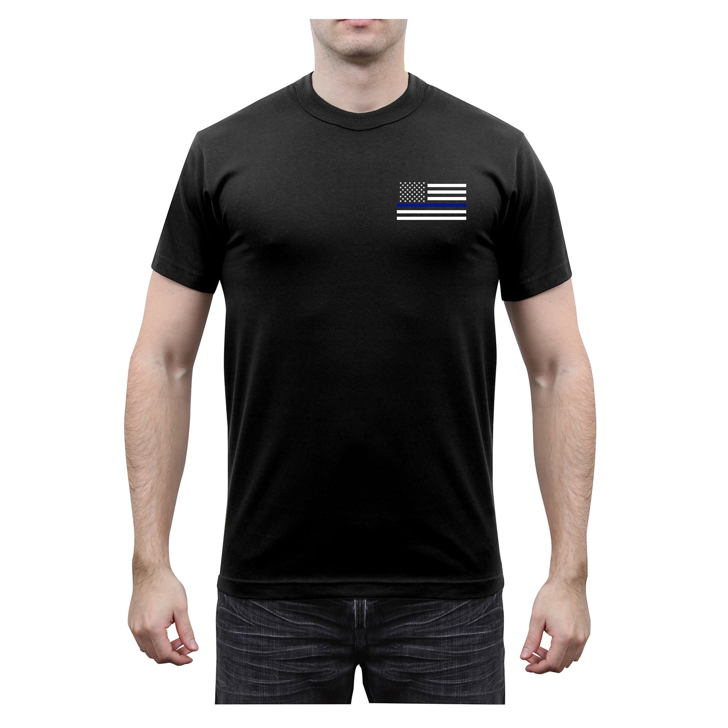 Rothco Honor and Respect 2-Sided Thin Blue Line Flag T-Shirt - Black