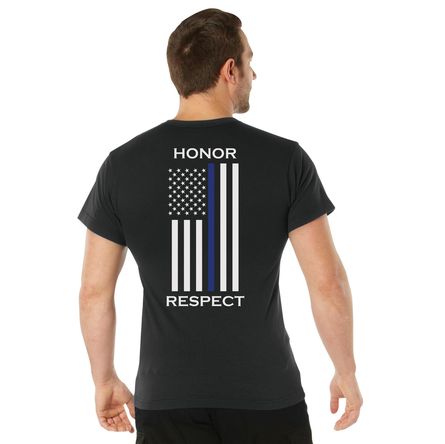 Rothco Honor and Respect 2-Sided Thin Blue Line Flag T-Shirt - Black