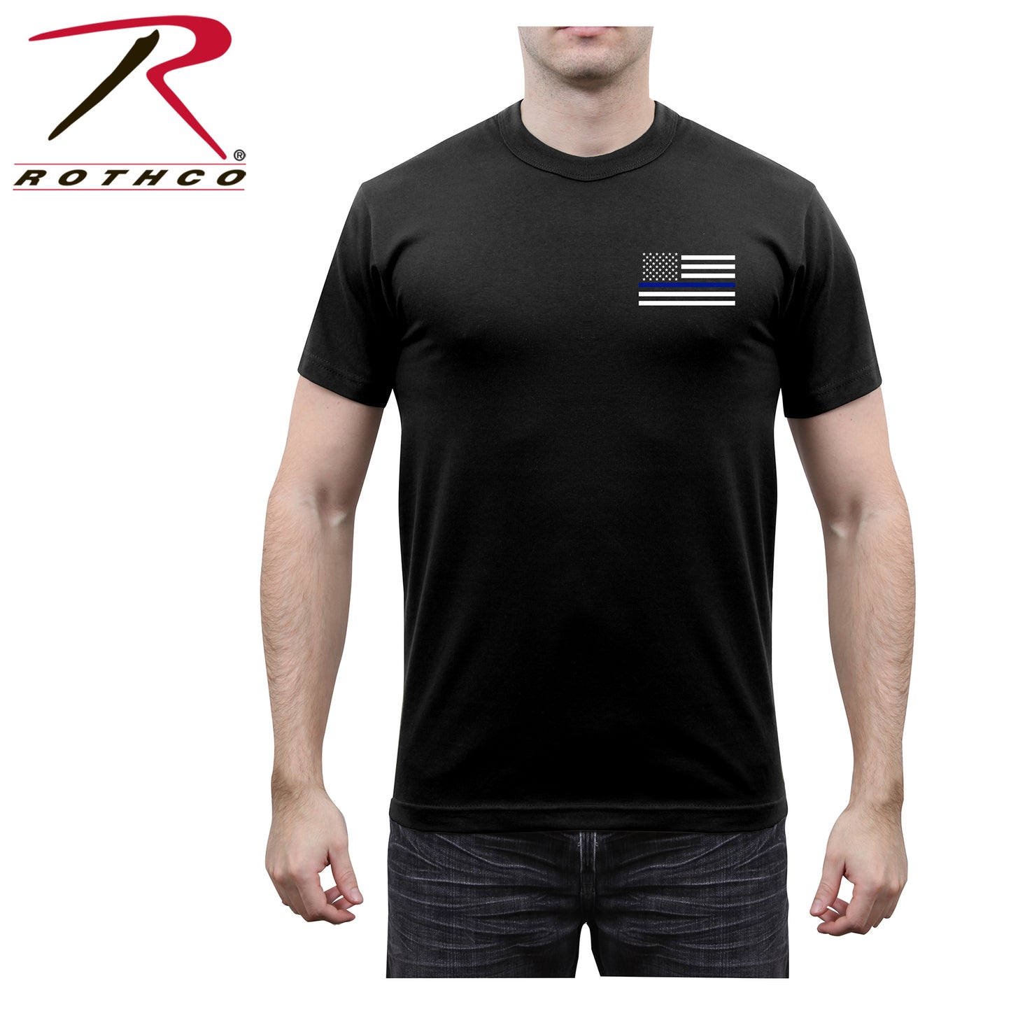 Rothco Honor and Respect 2-Sided Thin Blue Line Flag T-Shirt - Black