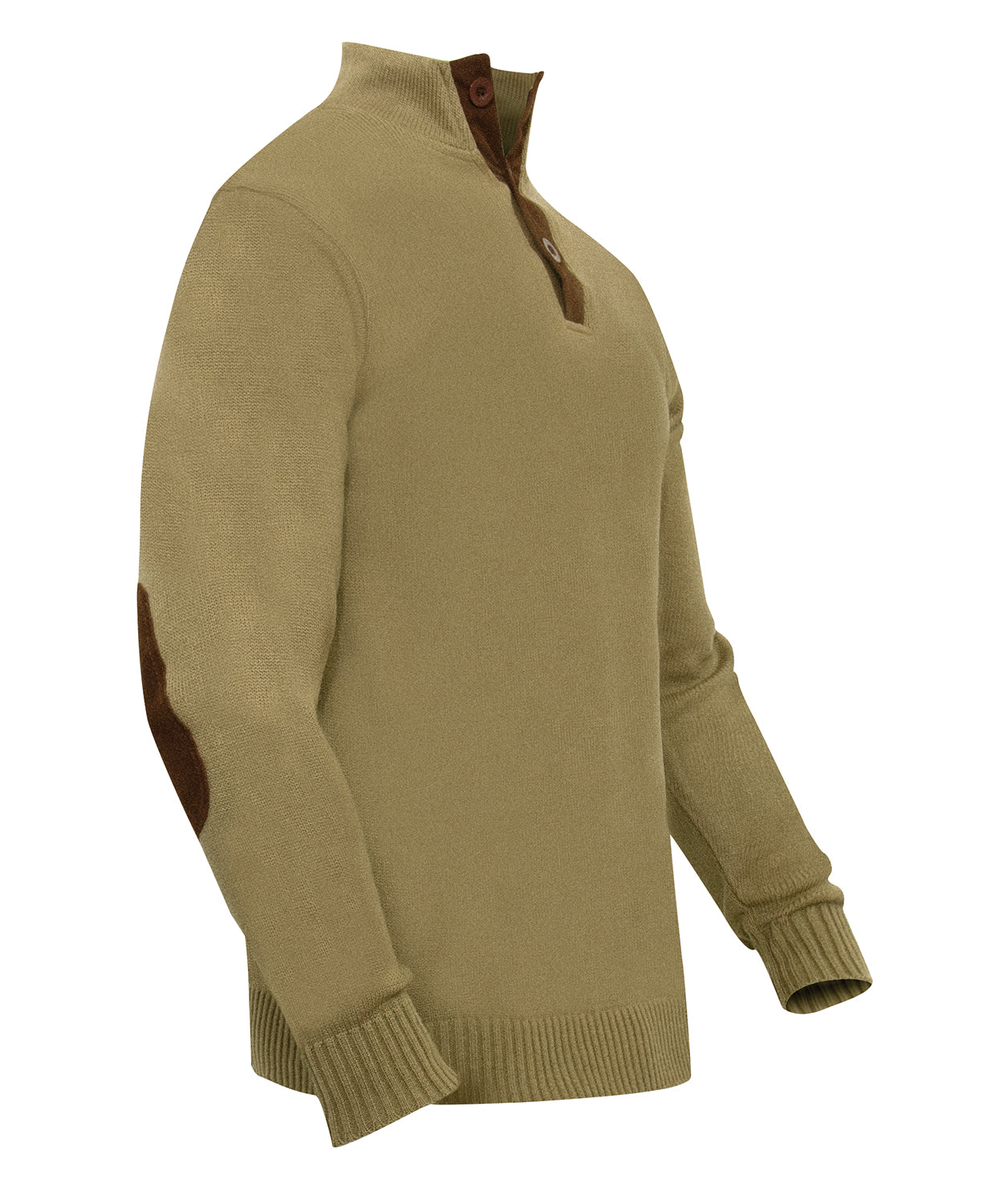 Rothco 3-Button Sweater With Suede Accents