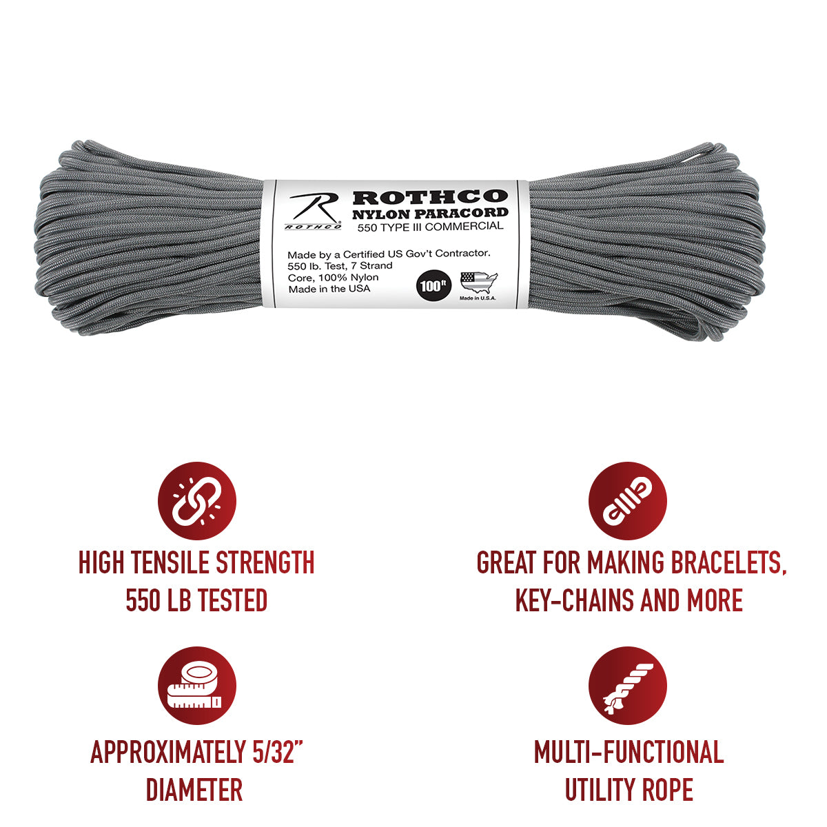 Rothco Nylon Paracord Type III 550 LB