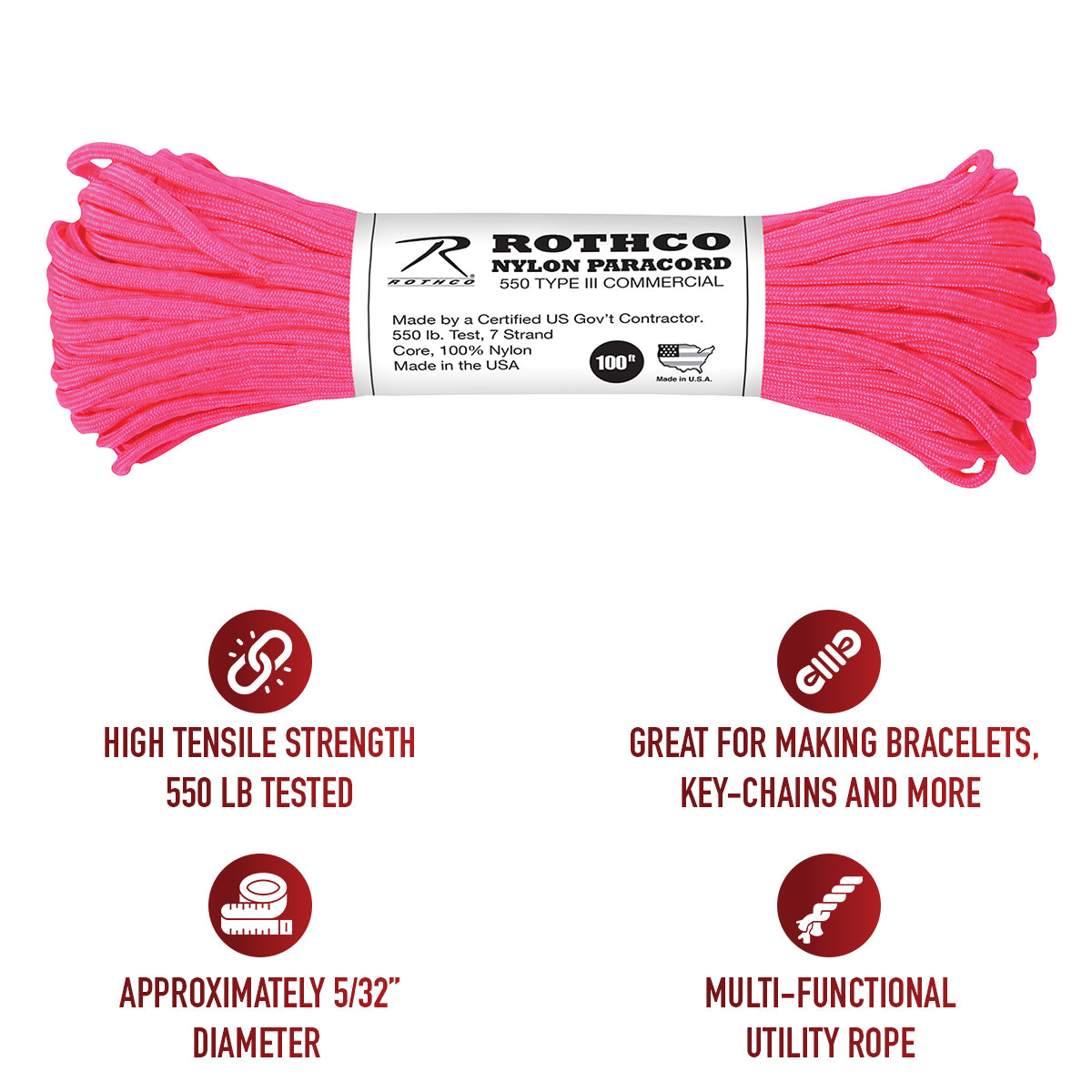 Rothco Nylon Paracord Type III 550 LB