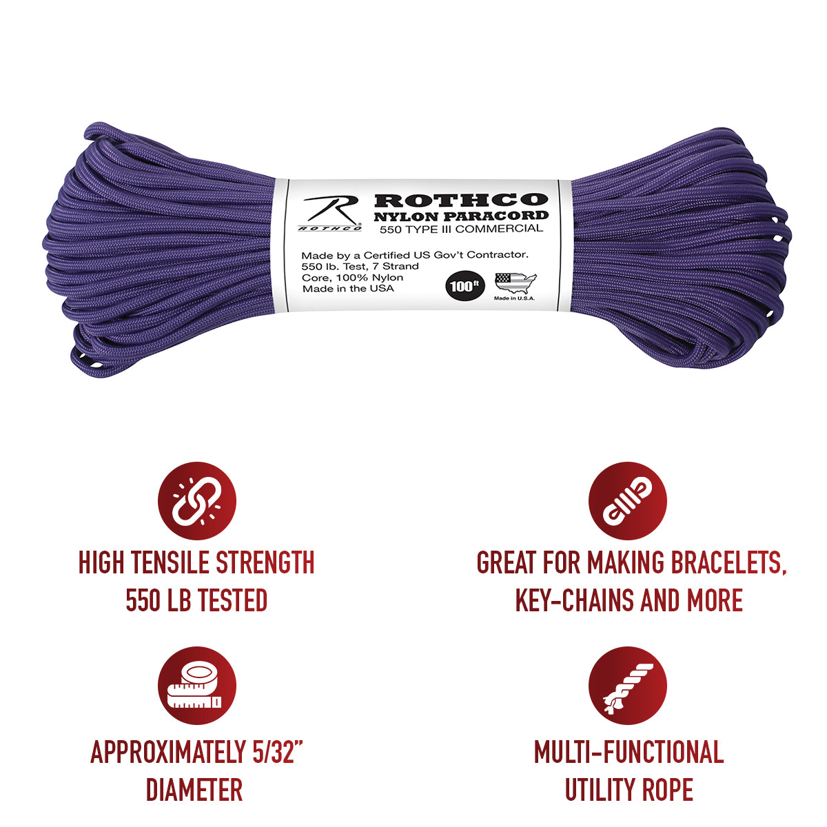 Rothco Nylon Paracord Type III 550 LB