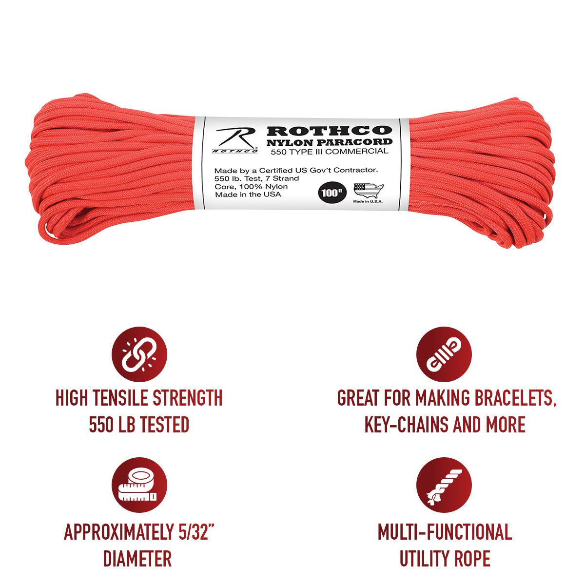 Rothco Nylon Paracord Type III 550 LB