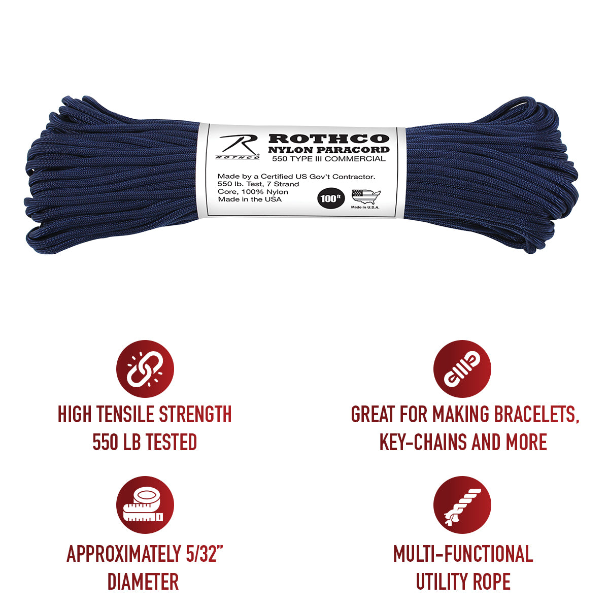 Rothco Nylon Paracord Type III 550 LB