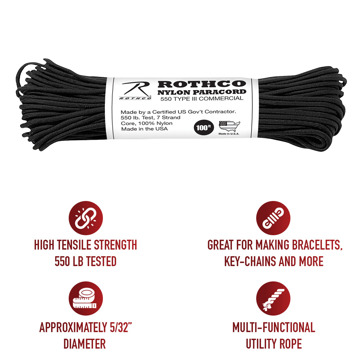 Rothco Nylon Paracord Type III 550 LB