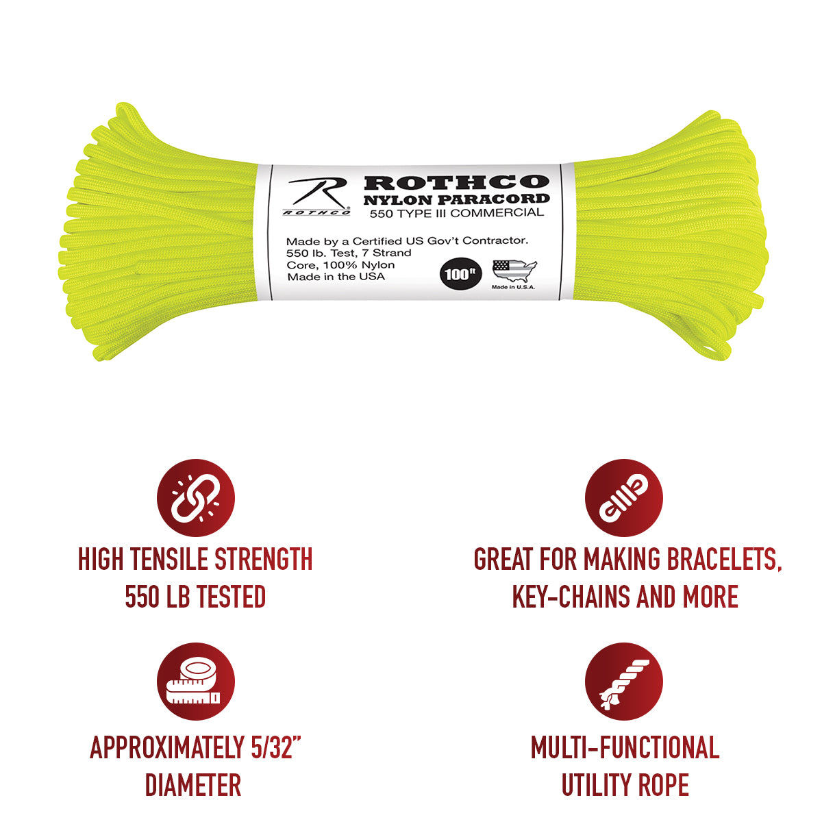 Rothco Nylon Paracord Type III 550 LB