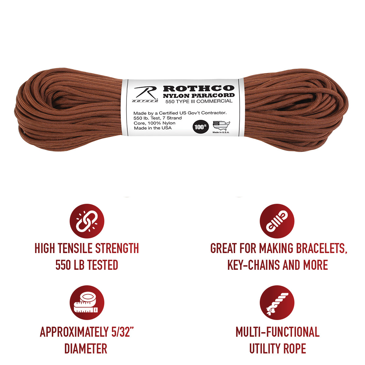 Rothco Nylon Paracord Type III 550 LB