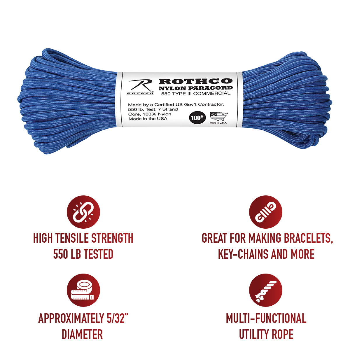 Rothco Nylon Paracord Type III 550 LB