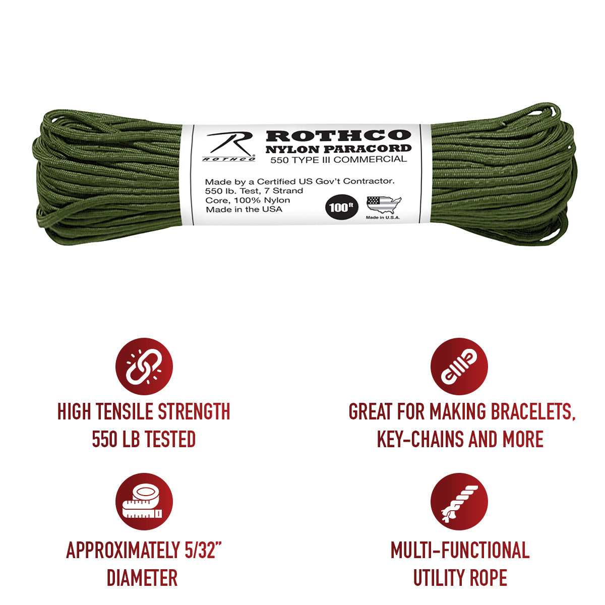Rothco Nylon Paracord Type III 550 LB