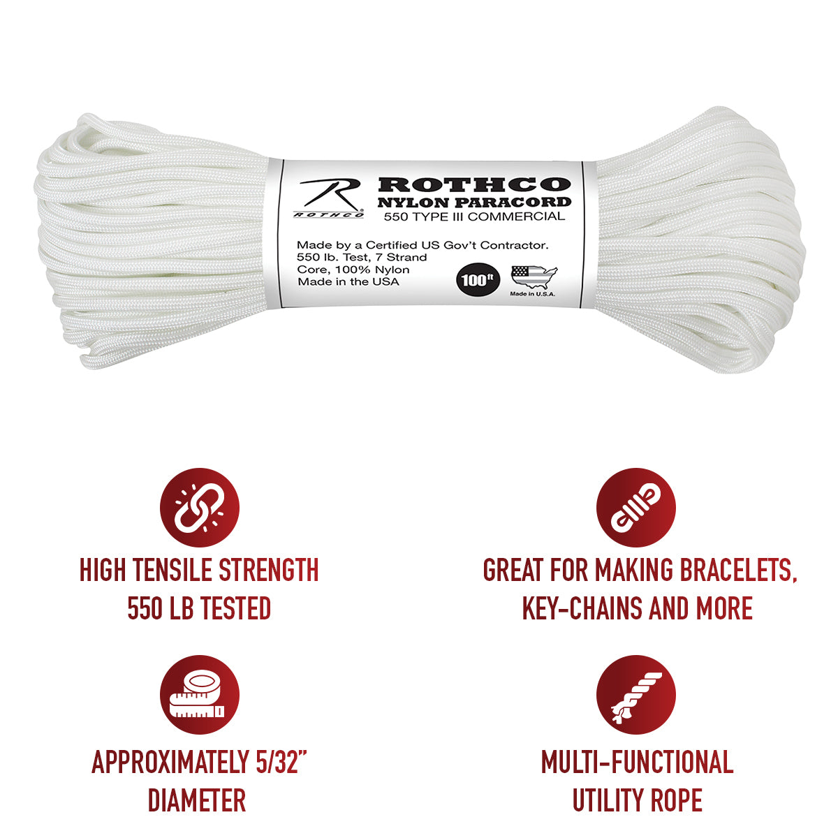 Rothco Nylon Paracord Type III 550 LB