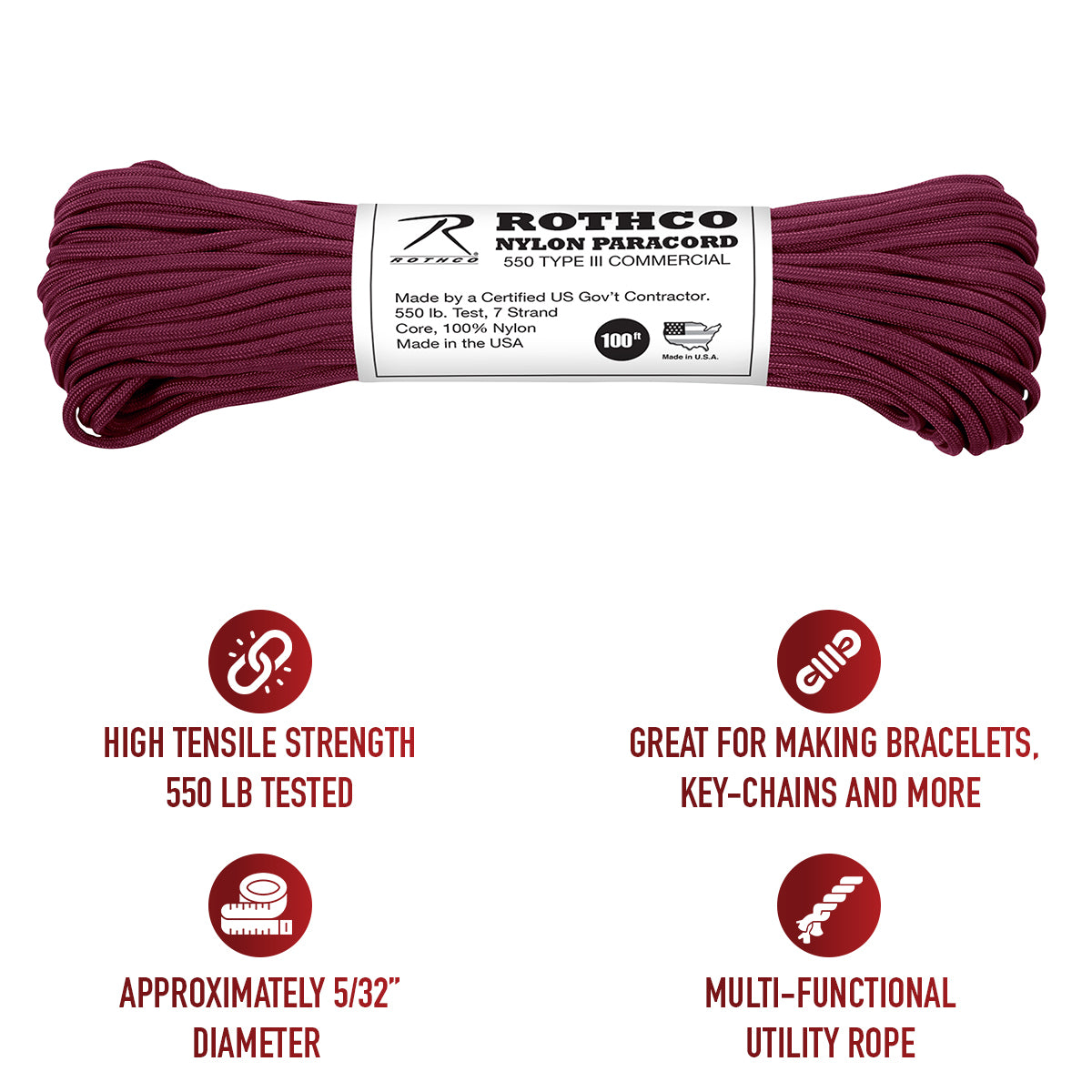 Rothco Nylon Paracord Type III 550 LB